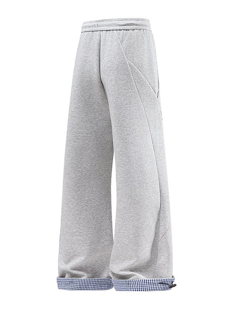 Plaid Color-blocked Patchwork Pants