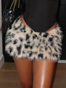 Furry Patchwork Bodycon Dress Short Skirt