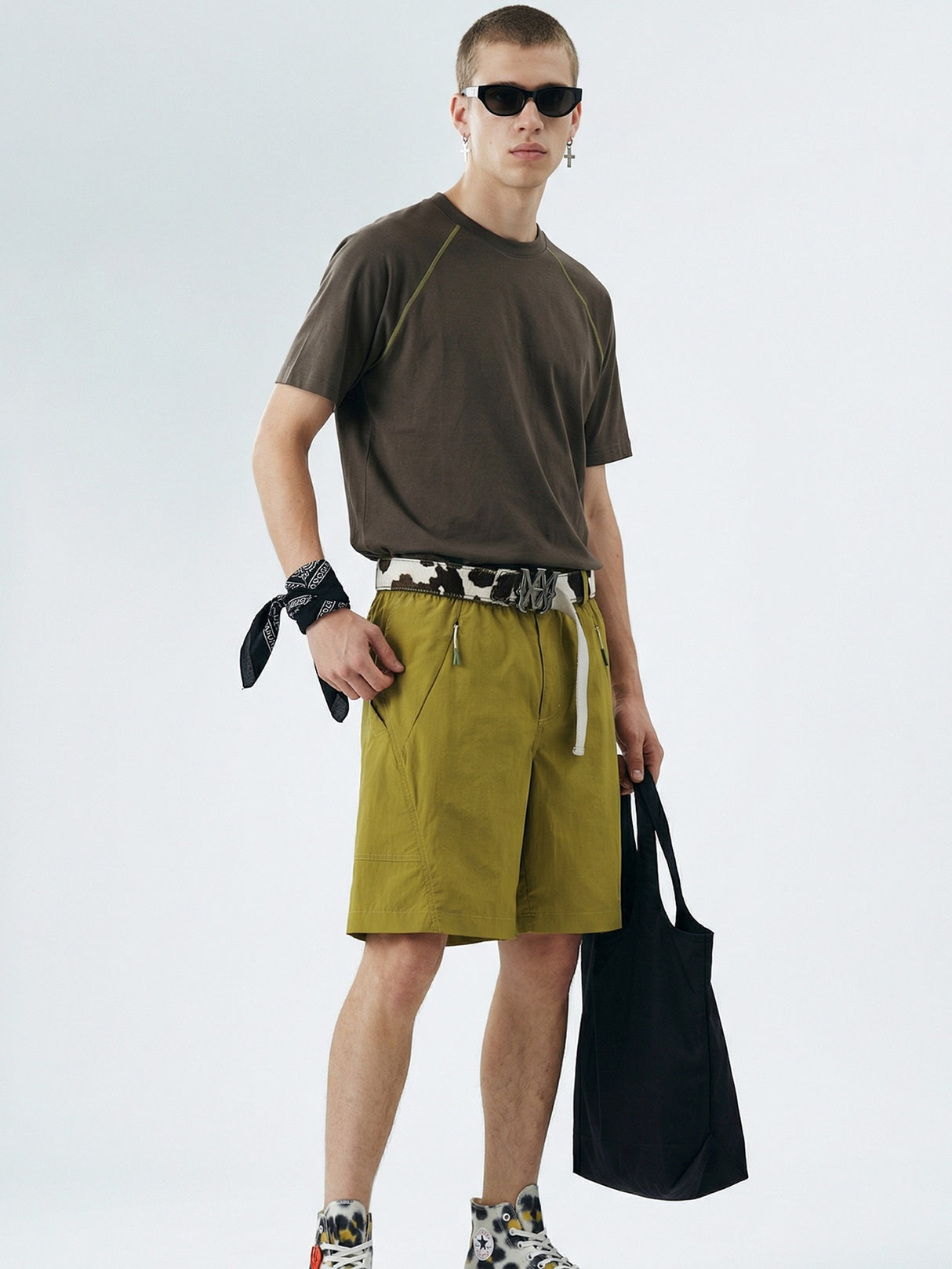 Drawstring Work Clothes Scimitar Shorts