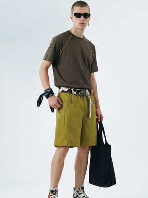 Drawstring Work Clothes Scimitar Shorts