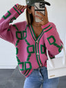 Liber 3D Pattern Color Blocking Cardigans