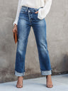 Straight-leg High-waisted Pocket Jeans