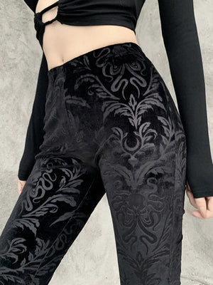 Y2K Embossed Velvet High-waisted Flared Pants Slimming Pants