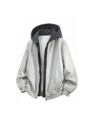 【EXPÉDITION NORMALE】Manteau à capuche à superposition color-block