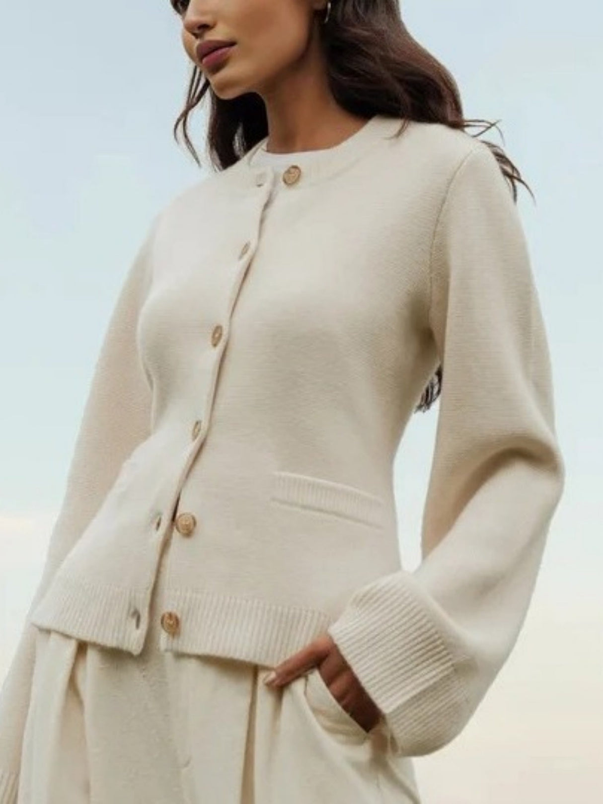 Liber Buttons Solid Color Elegance Cardigans