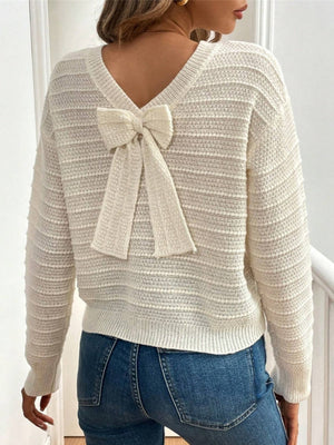 Back Bow Pullover Long-sleeved Sweater