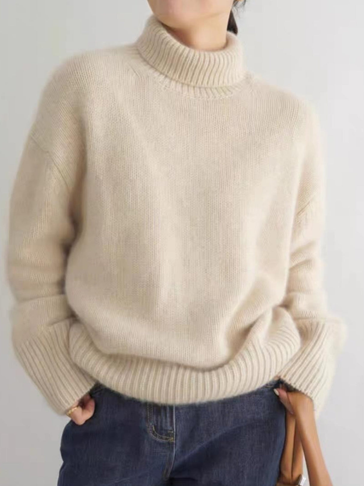 Liber Turtleneck Solid Color Solid Color Knitted Sweater
