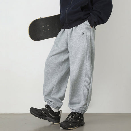 Color-blocked Loose-fit Foot Binding Sweatpants