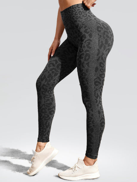 Leopard Print Tight-fitting Tummy Control High-waisted Hip Lift Yoga Pants Pants