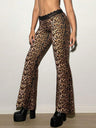 Leopard Print Hip Wrap Bell-bottoms Trousers