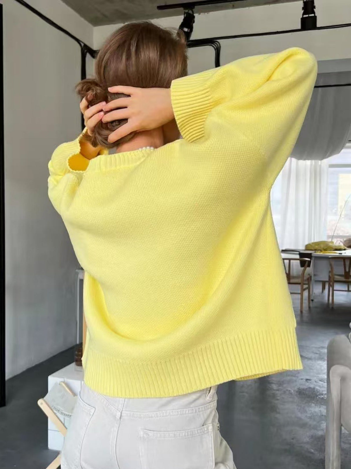 Liber Buttons Splicing Solid Color Cardigans