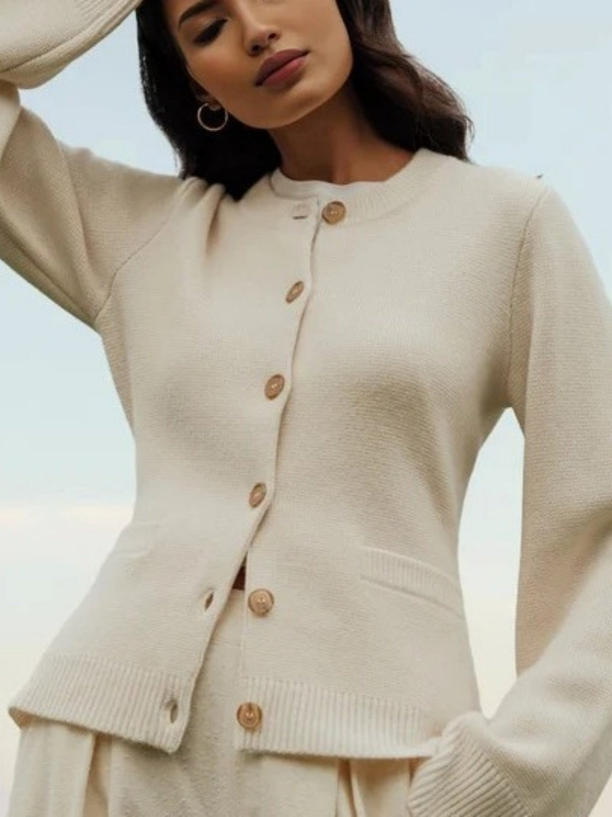 Liber Buttons Solid Color Elegance Cardigans