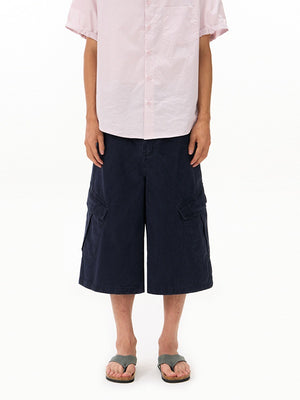 Washed Distressed Work Clothes 7 Points Shorts