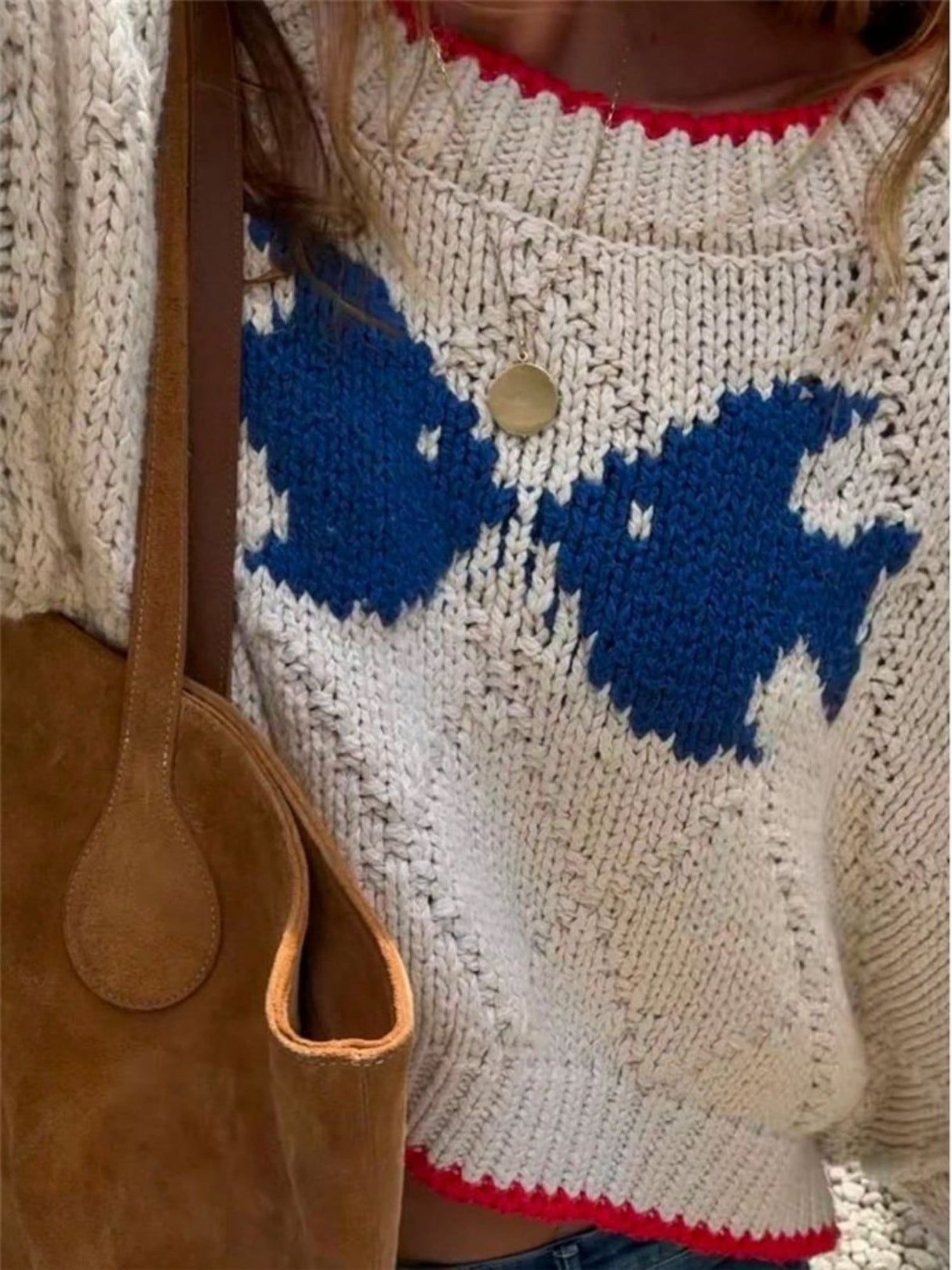 Contrasting Colors Jacquard Fish Pattern Knitting Sweaters