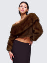 Furry Sloping Shoulders Lapel Long-sleeved Top