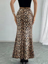 Leopard Print Sequins Stretch Skirts