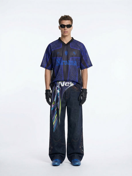 Printed Hollow Out Jersey T-shirts