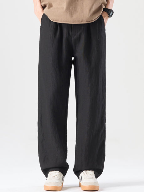 Linen Blend Straight-fit Breathable Pants