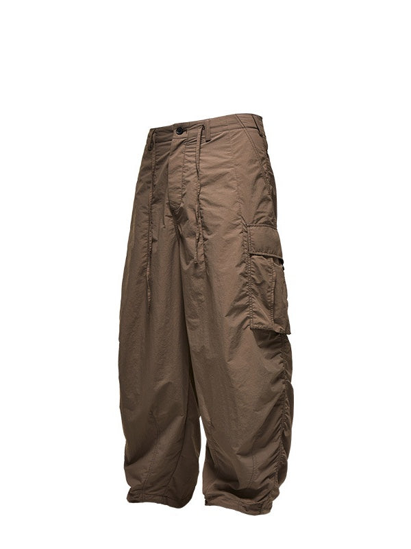 Fine Check Loose-fit Tooling Wide-leg Cargo Trousers