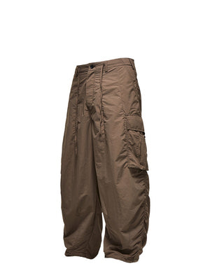 Fine Check Loose-fit Tooling Wide-leg Cargo Trousers