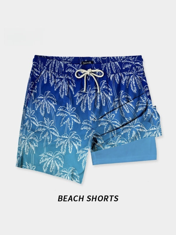 Double Layer Printed Quick-drying Water-repellent Beach Shorts
