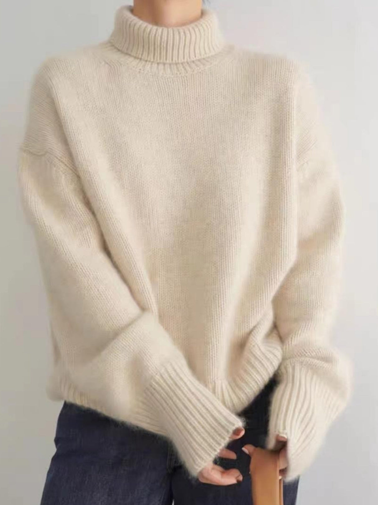 Liber Turtleneck Solid Color Solid Color Knitted Sweater