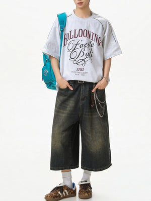 Color-blocked Letter Printed T-shirts