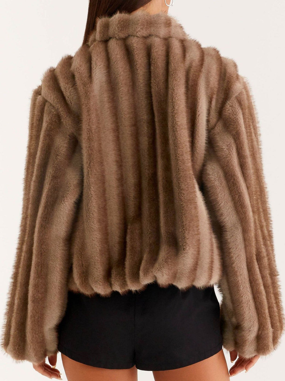 Faux Fur Collar Winter Warm Plush Jacket Long-sleeved Coat