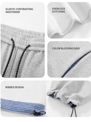 Plaid Color-blocked Patchwork Pants