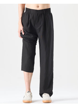 Linen Blend Straight-fit Breathable Pants