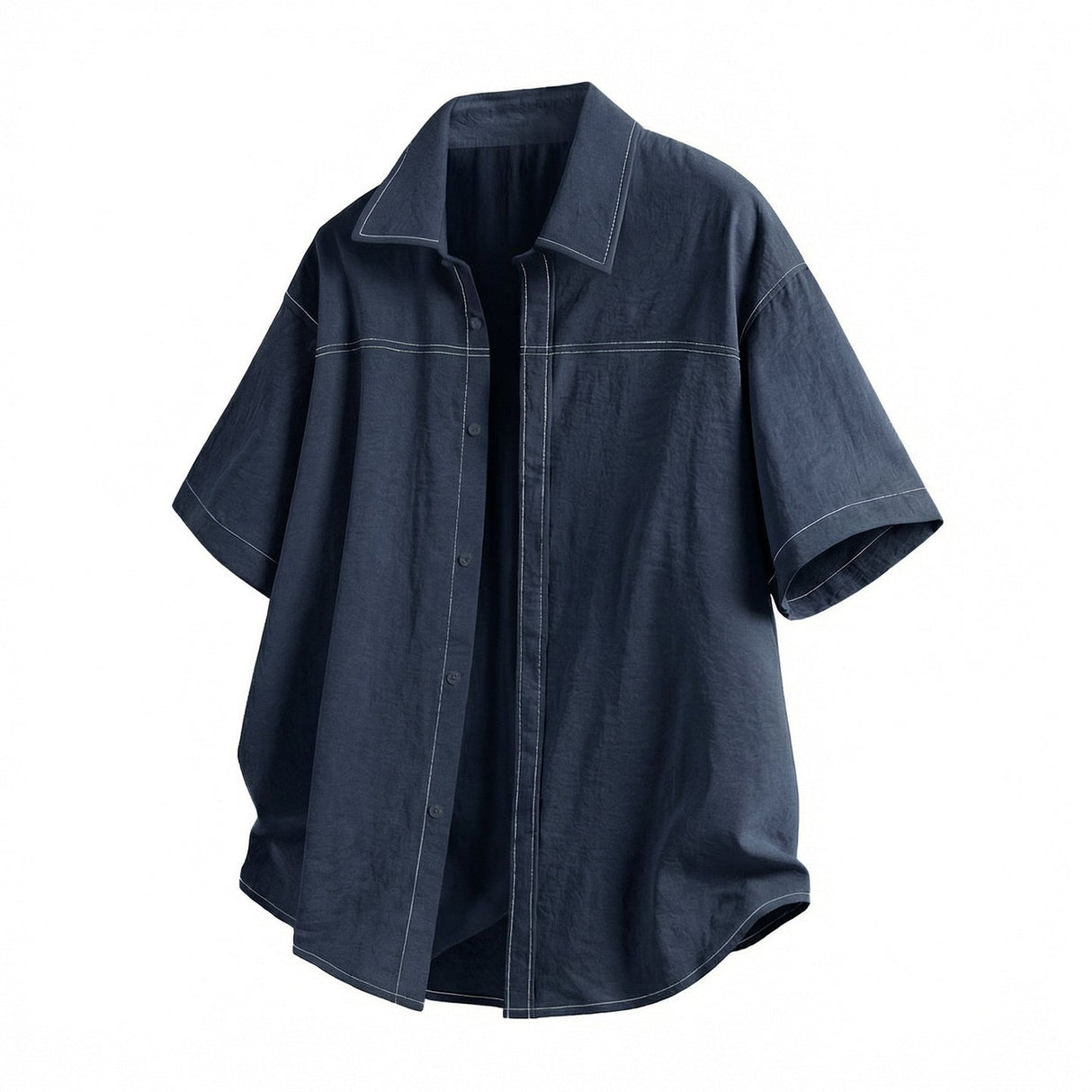 Color-blocked Faux Denim Shirts