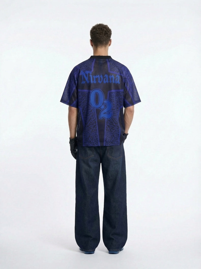 Printed Hollow Out Jersey T-shirts