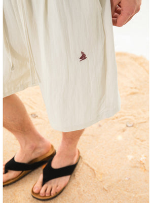 Imitation Linen Lightweight Color-blocked Embroidery Loose-fit Five Points Shorts