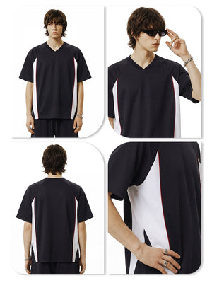 Antibacterial Cool Feeling Quick-drying Color-blocked T-shirt