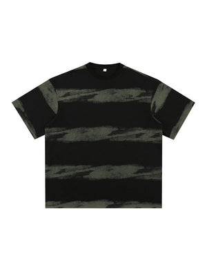 【EXPÉDITION NORMALE】T-shirts à rayures tie-dye et broderie pure