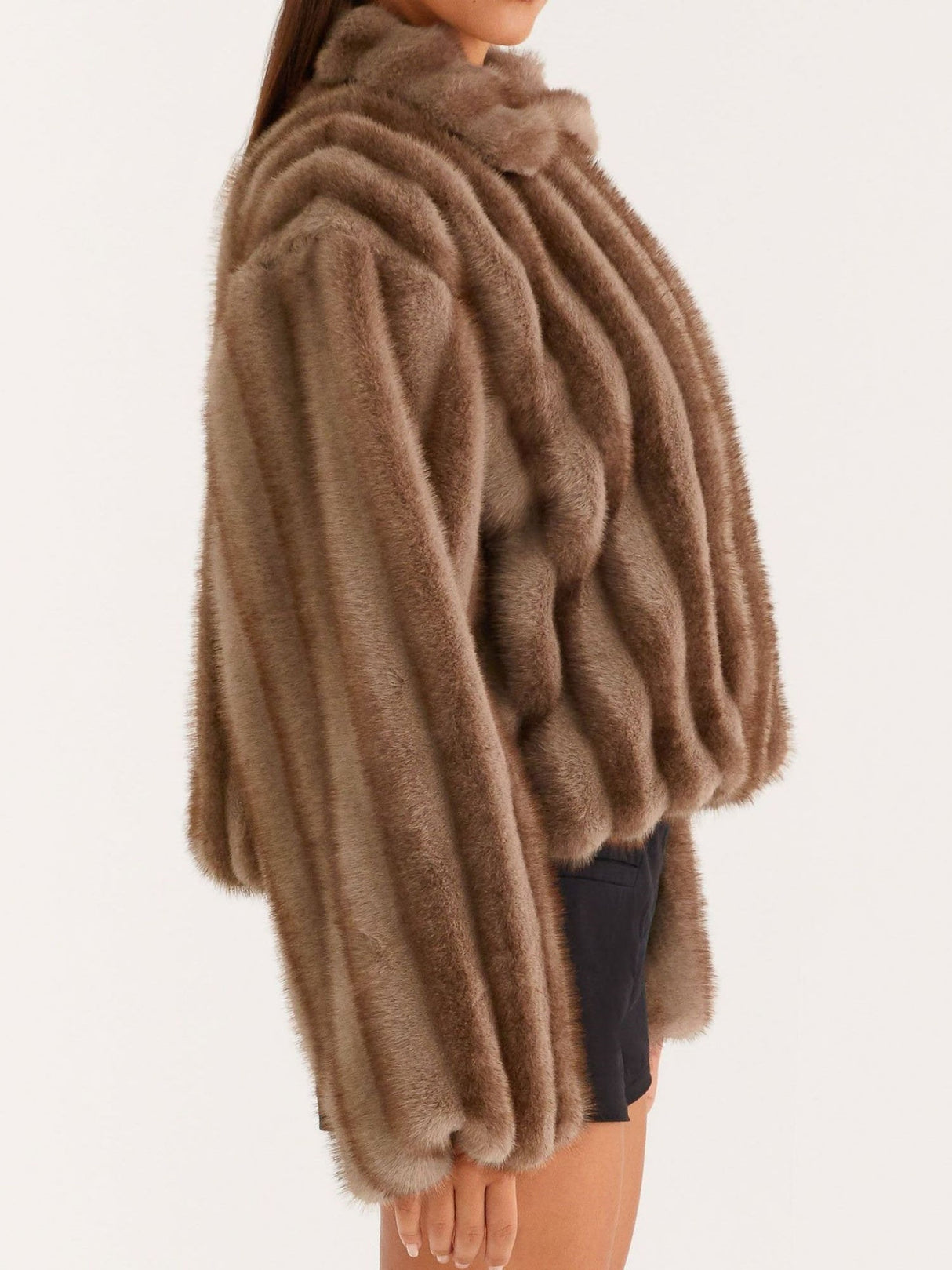 Faux Fur Collar Winter Warm Plush Jacket Long-sleeved Coat