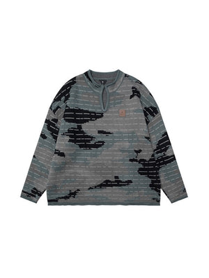 Computer Jacquard Small V-neck Camouflage Sweater