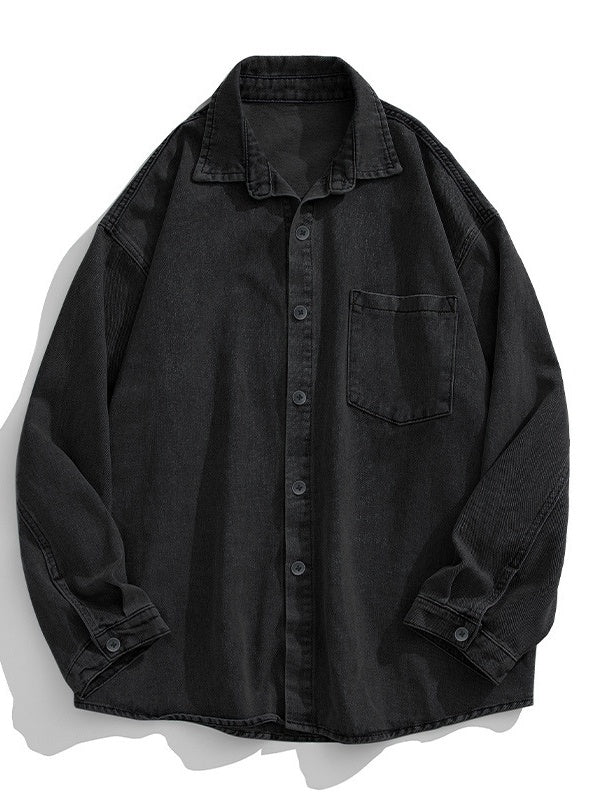 Washed Loose-Fit Denim Long-Sleeve Shirt