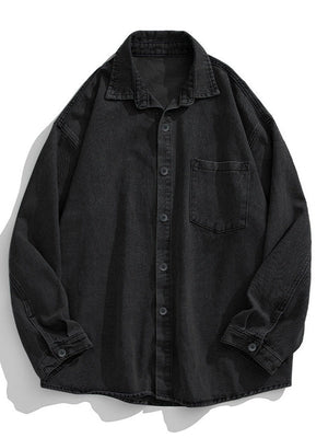Washed Loose-Fit Denim Long-Sleeve Shirt