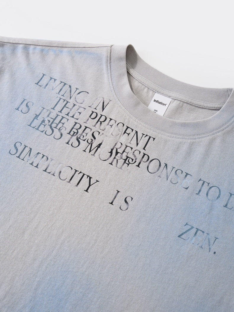 Cotton And Linen Printed Color-blocked Letter T-shirts