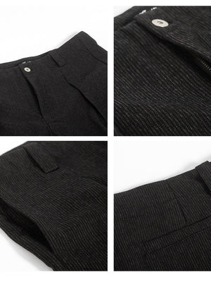 Pantalon trapèze plissé à jambes larges en laine mélangée à motif pied-de-poule