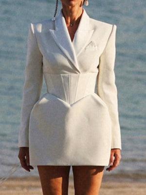 Lapel Waist Shaping Suit Mini&Short Dresses