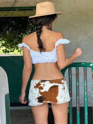 Animal Print Color Matching Ultrashort Fluff Skirts