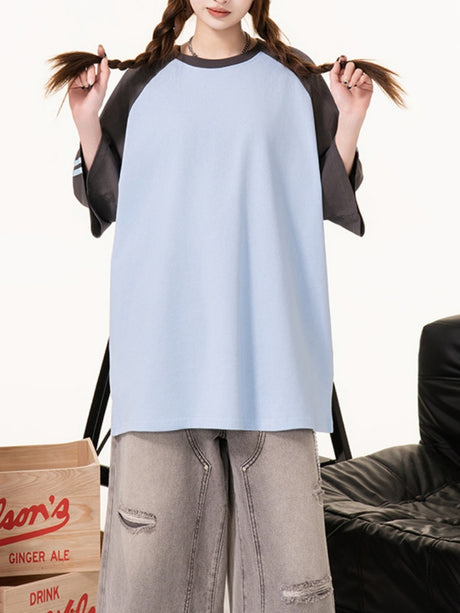 Stripes Patchwork Cooling Sensation Color-blocked T-shirts