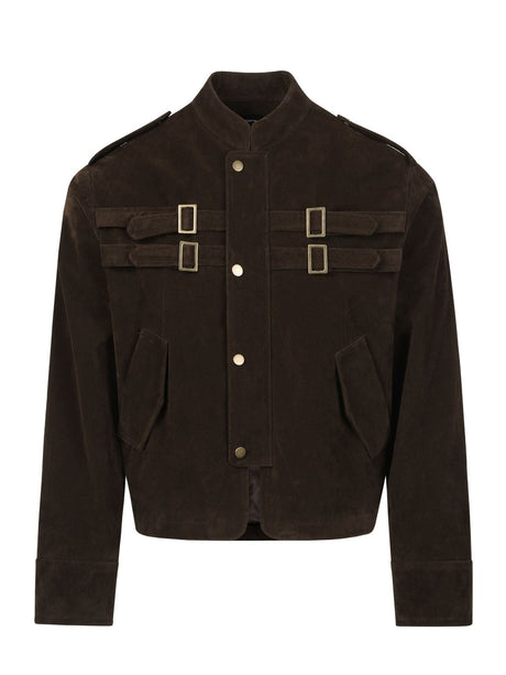 Retro Faux Suede Feel Splicing Short And Wide Jackets