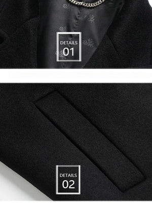 Long Suit Collar Wool Coat Cotton