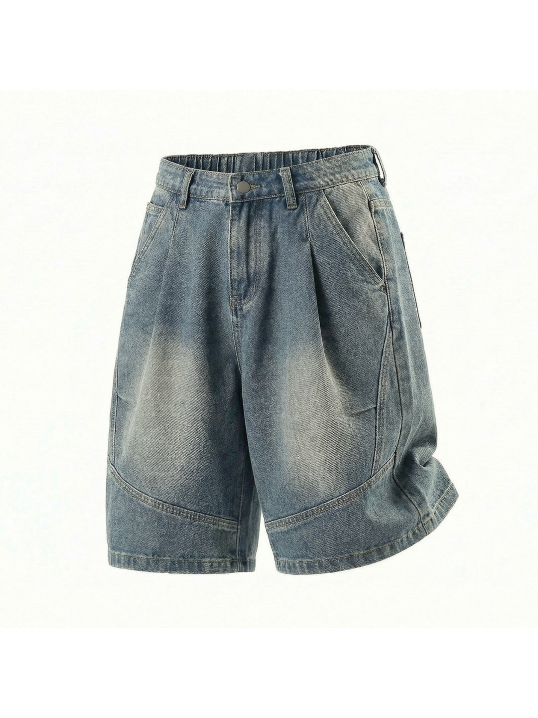 Loose-fit Water-washed Distressed Five Points Denim Shorts