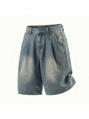 Loose-fit Water-washed Distressed Five Points Denim Shorts