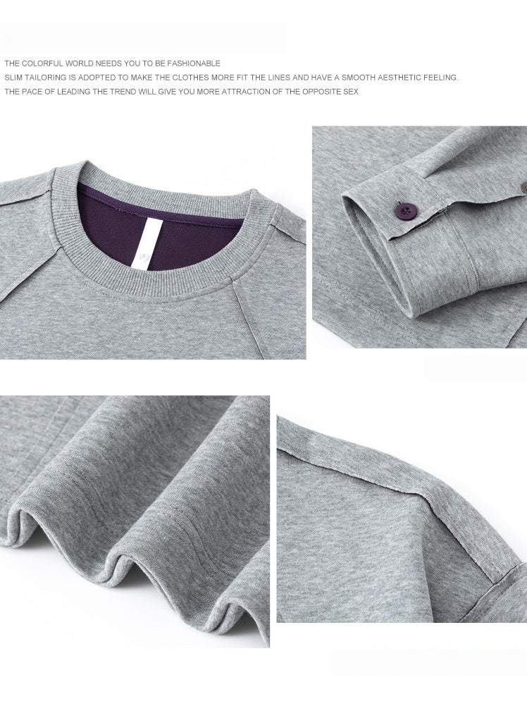 Segmentation Cutting Studs Collarless Sweatshirt