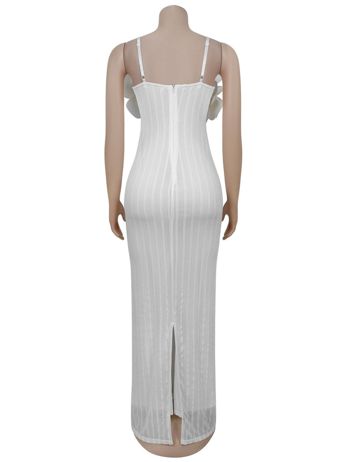 Robe de soirée maxi dos nu à fleurs 3D en dentelle et débardeur